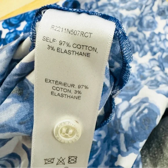 Carolina Herrera cotton Blue and White Floral Long Sleeve self-tie belt Dress - Picture 8 of 11